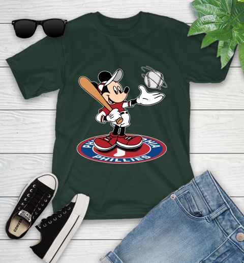 MLB Baseball Philadelphia Phillies Cheerful Mickey Disney Shirt Youth T-Shirt 5
