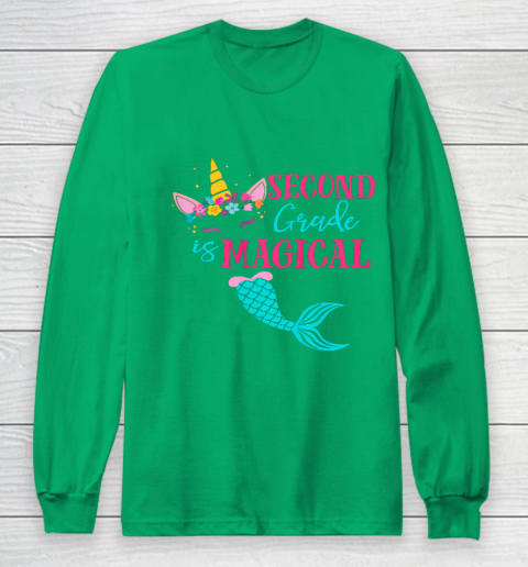 Second Grade Unicorn Mermaid Back To School Girls 2nd Grade Long Sleeve T-Shirt 4