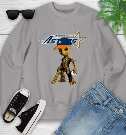 MLB Houston Astros Groot Guardians Of The Galaxy Baseball Youth Sweatshirt 4