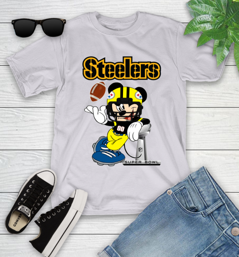 NFL Pittsburgh Steelers Mickey Mouse Disney Super Bowl Football T Shirt Youth T-Shirt 4