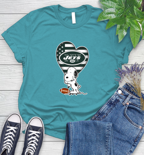 New York Jets NFL Football The Peanuts Movie Adorable Snoopy Women's T-Shirt 12