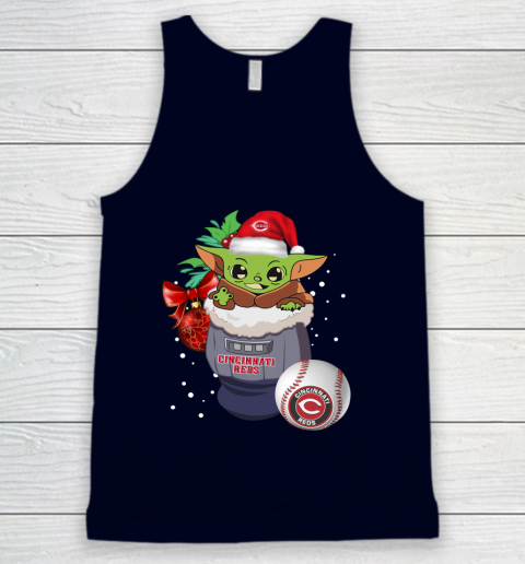 Cincinnati Reds Christmas Baby Yoda Star Wars Funny Happy MLB Tank Top 3