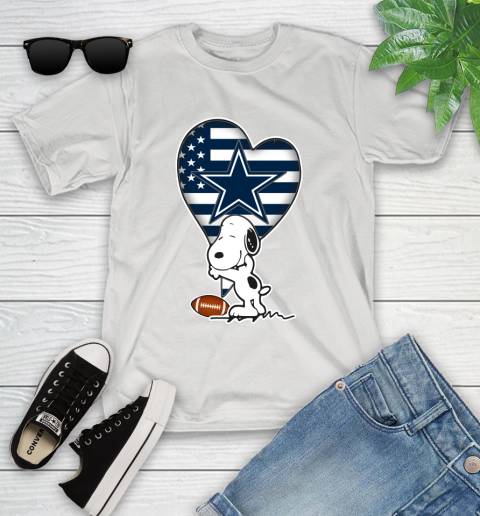 Dallas Cowboys NFL Football The Peanuts Movie Adorable Snoopy Youth T-Shirt