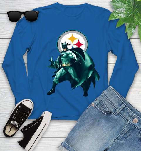 NFL Batman Football Sports Pittsburgh Steelers Youth Long Sleeve 9