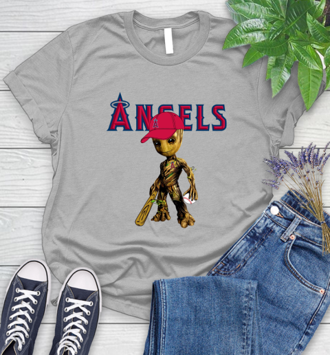 MLB Los Angeles Angels Groot Guardians Of The Galaxy Baseball Women's T-Shirt 5