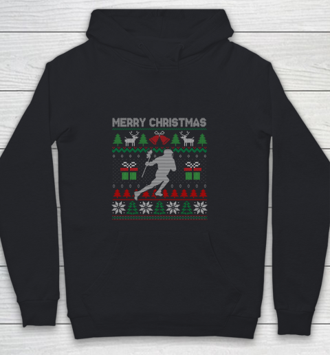 Ugly Christmas Lacrosse Player Santa Tree Xmas Gift Youth Hoodie