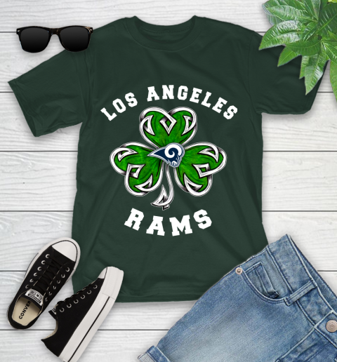 NFL Los Angeles Rams Three Leaf Clover St Patrick's Day Football Sports Youth T-Shirt 5