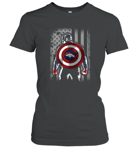 NFL Denver Broncos Captain America Marvel Flag Football Sports AVBUmpM2J5T ladies t shirt 20 95 151514 front black