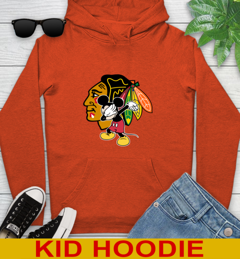 Chicago Blackhawks NHL Hockey Dabbing Mickey Disney Sports Youth Hoodie 5