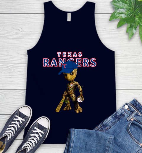 MLB Texas Rangers Groot Guardians Of The Galaxy Baseball Tank Top 3