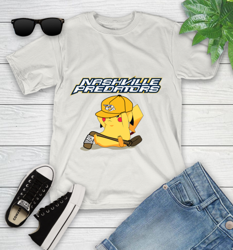 NHL Pikachu Hockey Sports Nashville Predators Youth T-Shirt 12