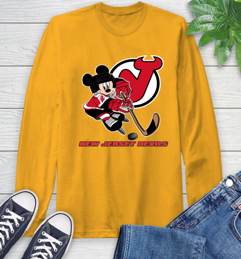 NHL New Jersey Devils Mickey Mouse Disney Hockey T Shirt Long Sleeve T-Shirt 3