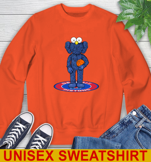NBA Basketball Detroit Pistons Kaws Bff Blue Figure Shirt Sweatshirt - Image 5