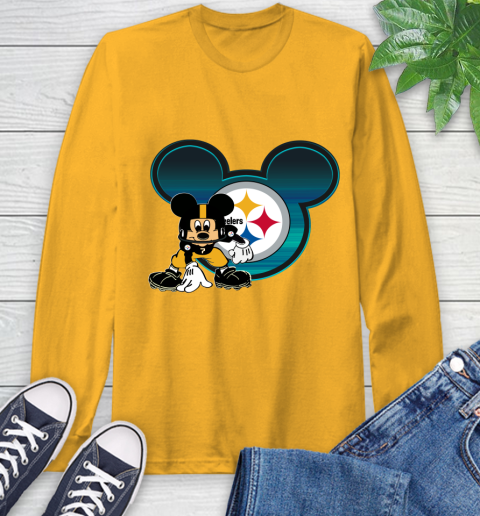 NFL Pittsburgh Steelers Mickey Mouse Disney Football T Shirt Long Sleeve T-Shirt 3