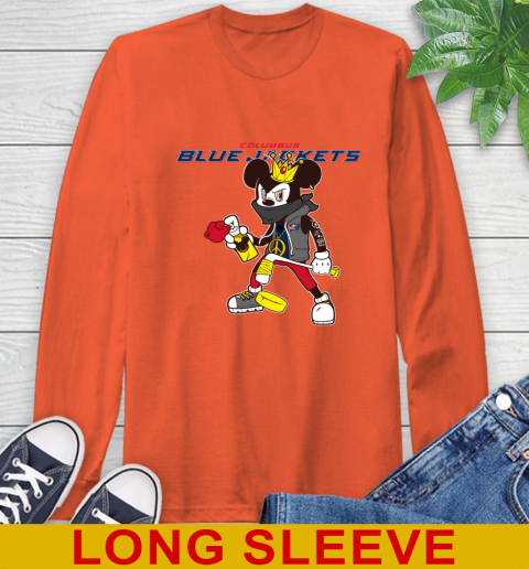 Columbus Blue Jackets NHL Hockey Mickey Peace Sign Sports Long Sleeve T-Shirt 5