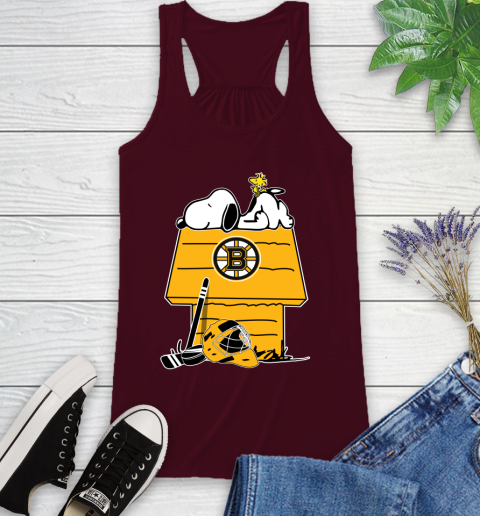 Boston Bruins NHL Hockey Snoopy Woodstock The Peanuts Movie Racerback Tank 3