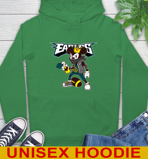 Philadelphia Eagles NFL Football Mickey Peace Sign Sports Hoodie 8