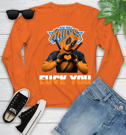 NBA New York Knicks Deadpool Love You Fuck You Basketball Sports Youth Long Sleeve 3