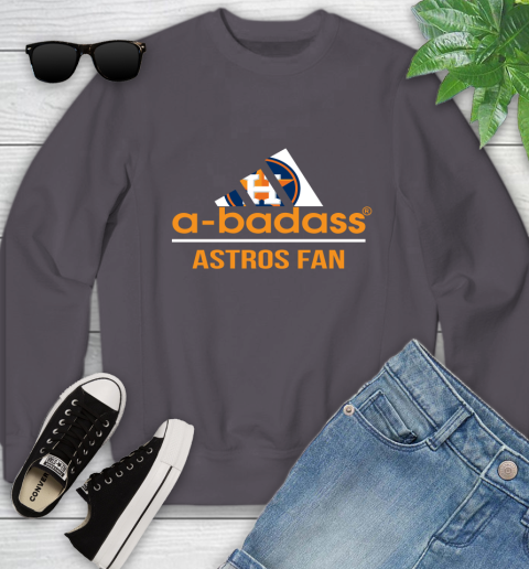 MLB A Badass Houston Astros Fan Adidas Baseball Sports Youth Sweatshirt 5