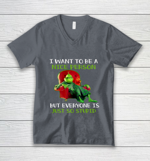 Tee Christmas Grinch Xmas funny quotes V-Neck T-Shirt 4