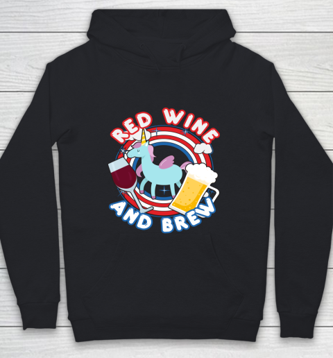 Beer Lover Funny Shirt Unicorn Red Wine And Brew Funny July 4th Gift Vintage Youth Hoodie