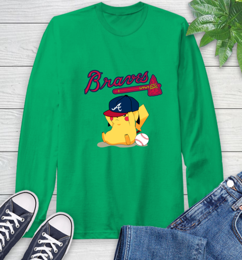 MLB Pikachu Baseball Sports Atlanta Braves Long Sleeve T-Shirt 7