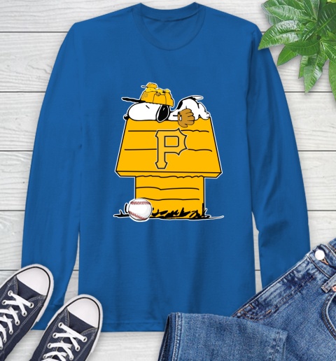 MLB Pittsburgh Pirates Snoopy Woodstock The Peanuts Movie Baseball T Shirt Long Sleeve T-Shirt 9