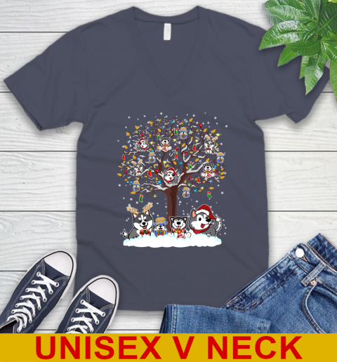 Husky dog pet lover light christmas tree shirt 53