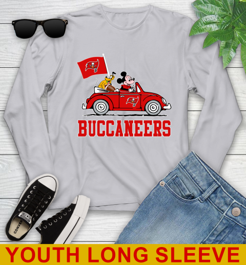 NFL Football Tampa Bay Buccaneers Pluto Mickey Driving Disney Shirt Youth Long Sleeve 6
