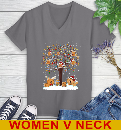 Chow Chow dog pet lover light christmas tree shirt 83