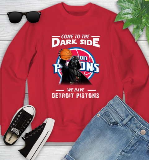 NBA Come To The Dark Side We Have Detroit Pistons Star Wars Darth Vader Basketball Youth Sweatshirt 8