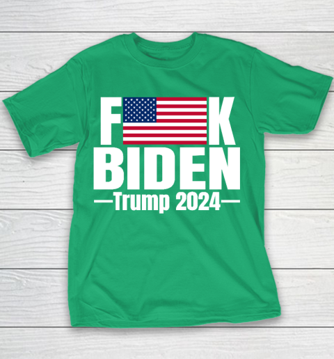 Fuck Biden American Flag Trump 2024 Youth T-Shirt 3