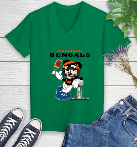 NFL Cincinnati Bengals Mickey Mouse Disney Super Bowl Football T Shirt Women's V-Neck T-Shirt 5
