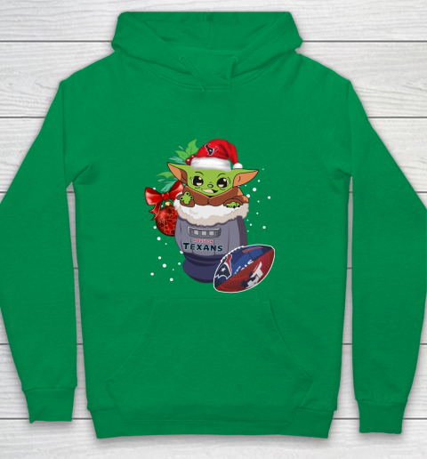 Houston Texans Christmas Baby Yoda Star Wars Funny Happy NFL Youth Hoodie 6
