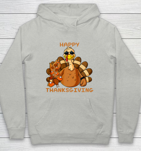 Happy Thanksgiving Turkey Throwing Food Funny Youth Hoodie