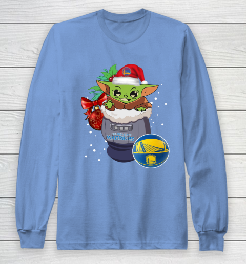 Golden State Warriors Christmas Baby Yoda Star Wars Funny Happy NBA Long Sleeve T-Shirt 11