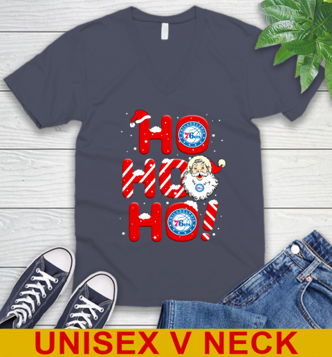 Philadelphia 76ers NBA Basketball Ho Ho Ho Santa Claus Merry Christmas Shirt V-Neck T-Shirt 7