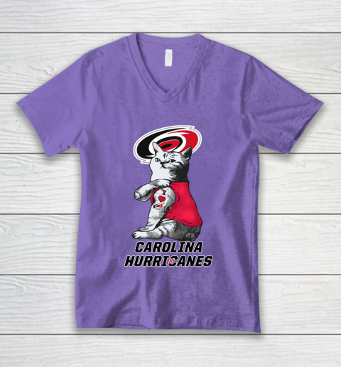 NHL My Cat Loves Carolina Hurricanes Hockey V-Neck T-Shirt 8