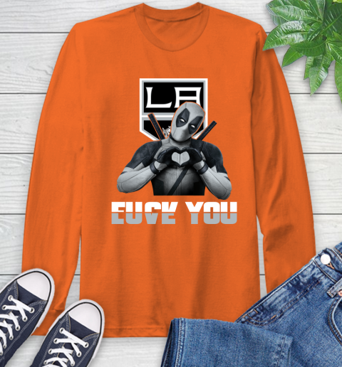 NHL Los Angeles Kings Deadpool Love You Fuck You Hockey Sports Long Sleeve T-Shirt 4