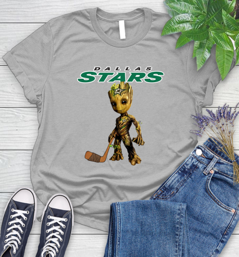 Dallas Stars NHL Hockey Groot Marvel Guardians Of The Galaxy Women's T-Shirt 5