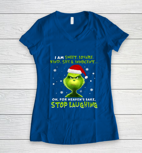 I Am Sweet Lovable Kind Shy Innocent Grinch Christmas Women's V-Neck T-Shirt 7