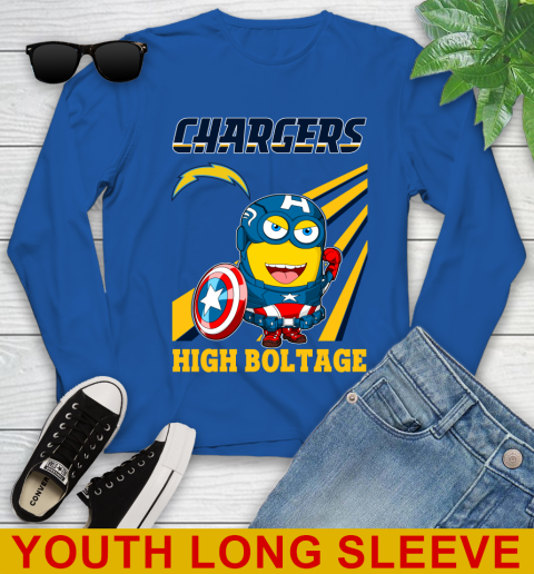NFL Football Los Angeles Chargers Captain America Marvel Avengers Minion Shirt Youth Long Sleeve 10