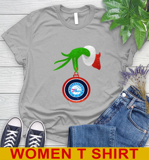 Philadelphia 76ers Grinch Merry Christmas NBA Basketball Women's T-Shirt 5