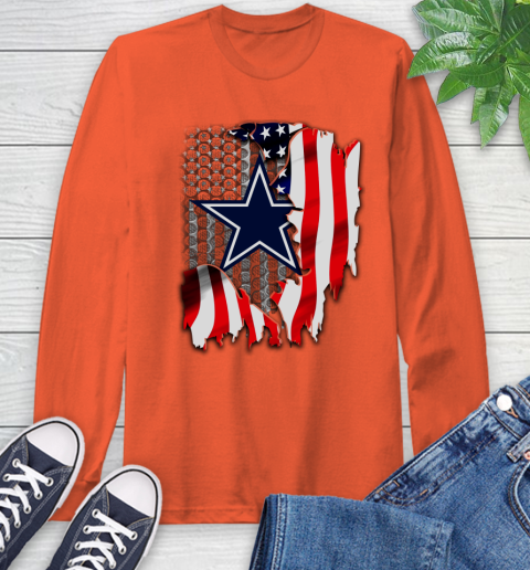 Dallas Cowboys NFL Football American Flag Long Sleeve T-Shirt 4