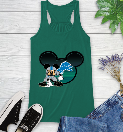 NFL Detroit Lions Mickey Mouse Disney Football T Shirt Racerback Tank 7