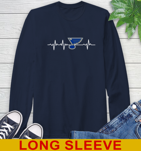 St.Louis Blues NHL Hockey Heart Beat Shirt Long Sleeve T-Shirt 3