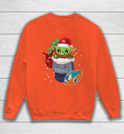 Miami Dolphins Christmas Baby Yoda Star Wars Funny Happy NFL Sweatshirt 4