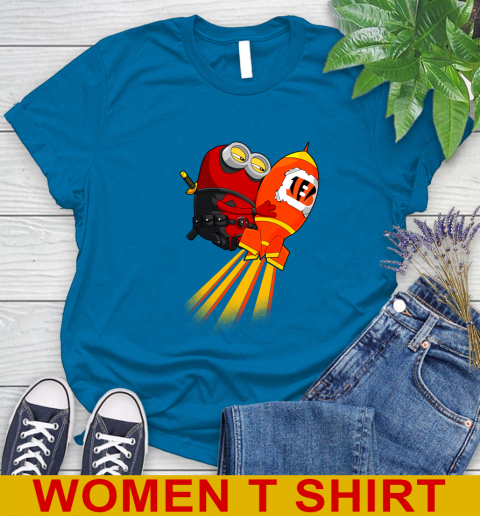 NFL Football Cincinnati Bengals Deadpool Minion Marvel Shirt Women's T-Shirt 8