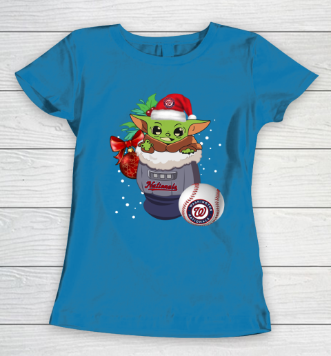 Washington Nationals Christmas Baby Yoda Star Wars Funny Happy MLB Women's T-Shirt 7