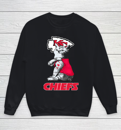 NFL Football My Cat Loves Kansas City Chiefs Youth Sweatshirt